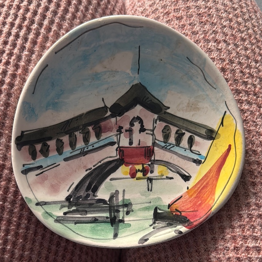 Oneida Blue and Yellow Ceramic Kitchen Dish